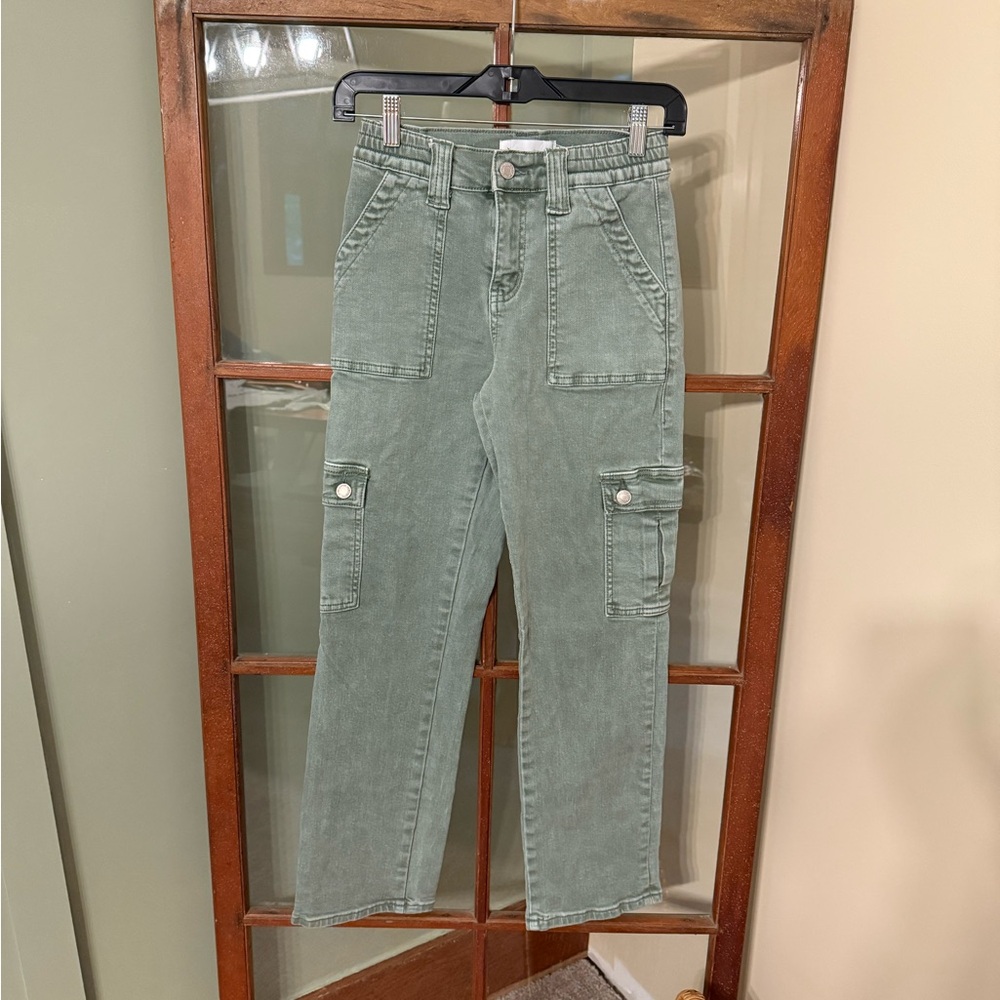 VERVET Buckle Green Stretch Cargo Y2K High Rise Wide Leg Pant Streetwear Size 24 - Picture 4 of 10